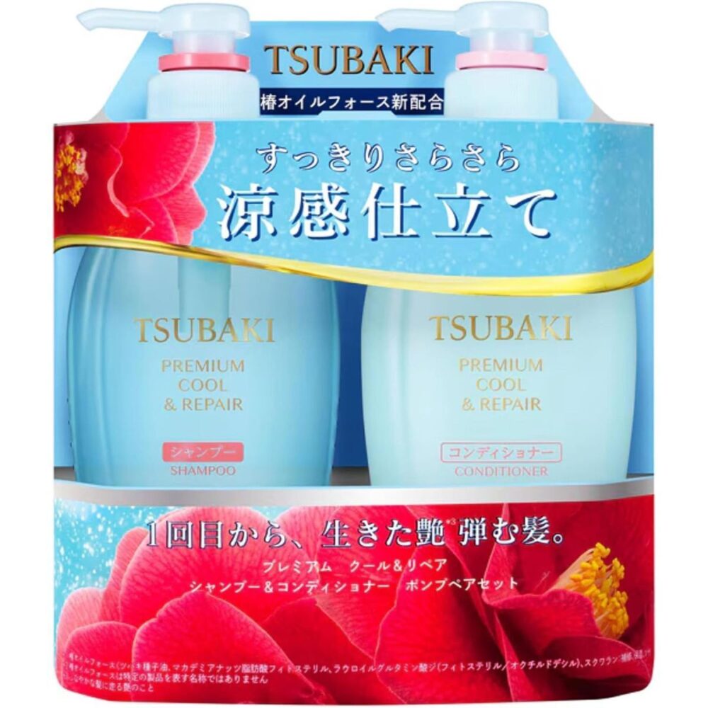 TSUBAKI Premium Cool 山茶花極致冰感潔淨洗護套裝 洗髮精450ml + 護髮素450ml