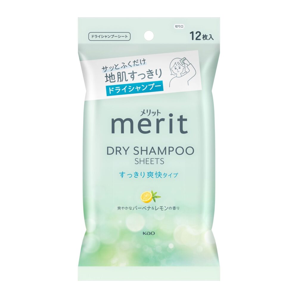KAO Merit Day+ 乾洗髮濕紙巾 馬鞭草及檸檬香(清爽型)12枚入