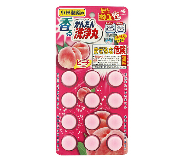 4987072029022 小林製藥 洗淨丸 排水管清潔錠 1包12粒 桃香味 (粉色)