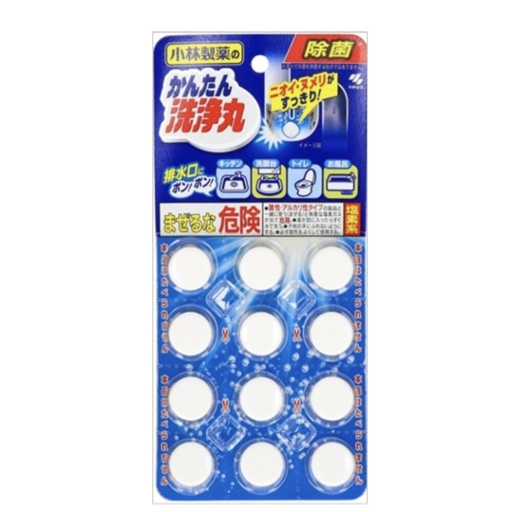 4987072124901 小林製藥 洗淨丸 排水管清潔錠 1包12粒 無香味(藍色)