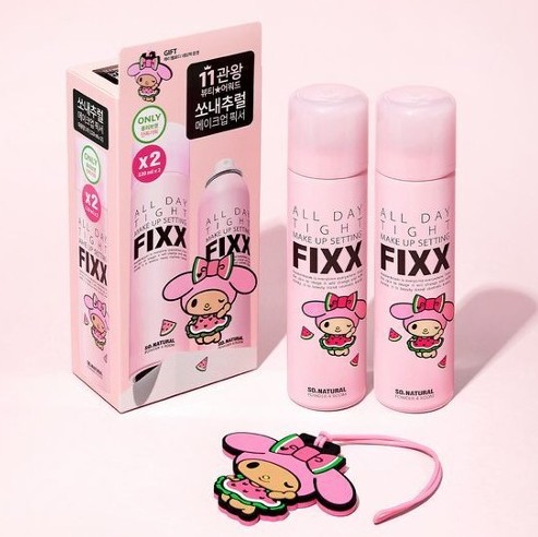So Natural x Tanning My Melody 全日長效保濕控油定妝噴霧粉瓶120ml +120ml 套裝  (附送Melody行李吊牌)
